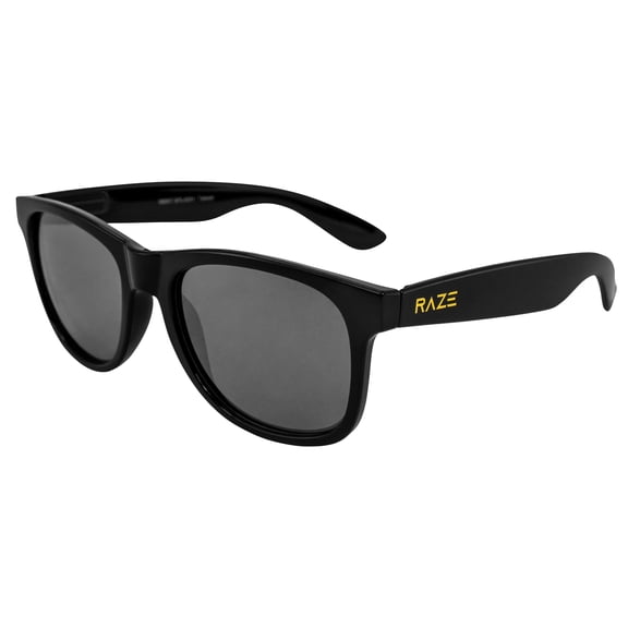 Raze Eyewear Splash Beach Sunglasses Motorcycle Riding Glasses for Men or Women Black Gloss Frame with Smoke Lenses