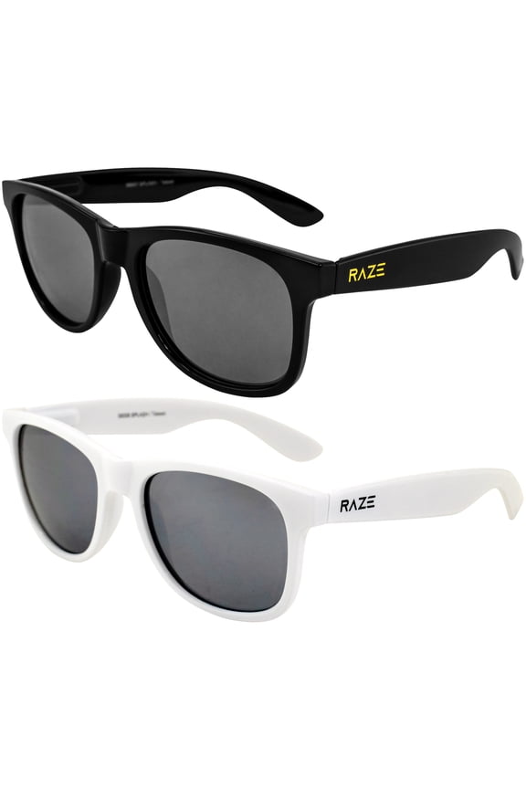 Eyewear Splash Motorcycle Sunglasses Blackout and White with Smoke Lenses Spring Hinges 2Pack