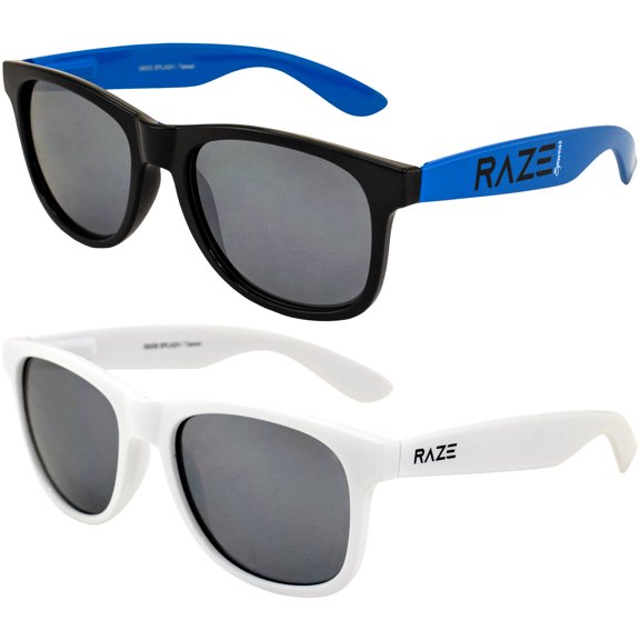 Raze Eyewear Splash Motorcycle Sunglasses Blue & White Smoke Lenses Spring Hinges 2Pack