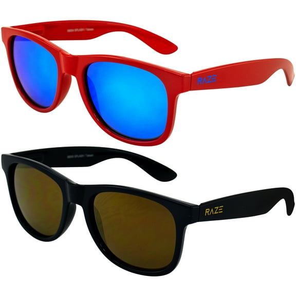 Raze Eyewear Splash Motorcycle Sunglasses Red Gloss with Blue Z Lenses and Navy Smoke w/ Copper Z Lenses Spring Hinges 2Pack