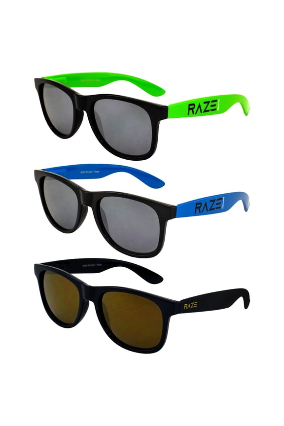 Eyewear Splash Sunglasses Beach Green/Blue with Smoke and Navy Smoke w/ Copper Z Lenses Spring Hinges 3Pack