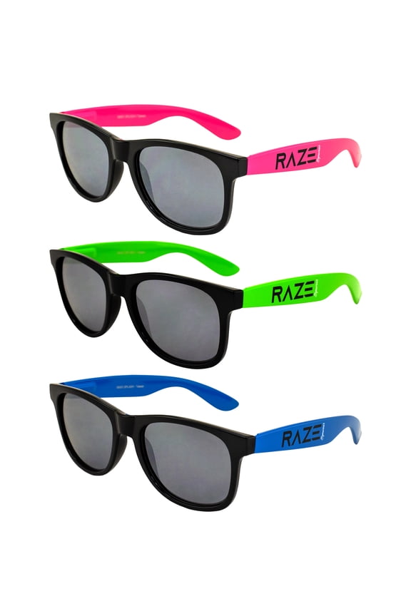 Eyewear Splash Sunglasses Beach Pink/Beach Green/Blue with Smoke Lenses Spring Hinges 3Pack