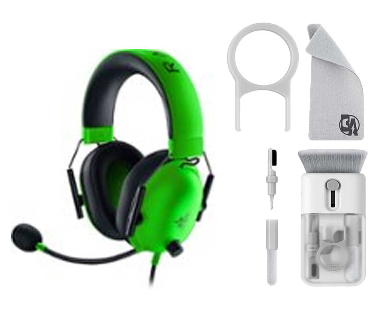 Razer BlackShark V2 X Wired 7.1 Surround Sound Gaming Headset White With  Cleaning Kit Bolt Axtion Bundle Like New 