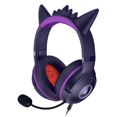 Razer - Kraken Kitty V2 Wired Over-the-Ear Gaming Headset for PC, Mac, Nintendo Switch, Steam Deck, Mobile, and Tablet - Pokémon Gengar Edition