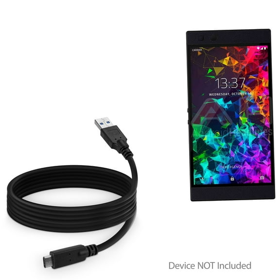 Razer Phone 2 Cable, BoxWave [DirectSync - USB 3.0 A to USB 3.1 Type C] USB C Charge and Sync Cable for Razer Phone 2 - 6ft - Black