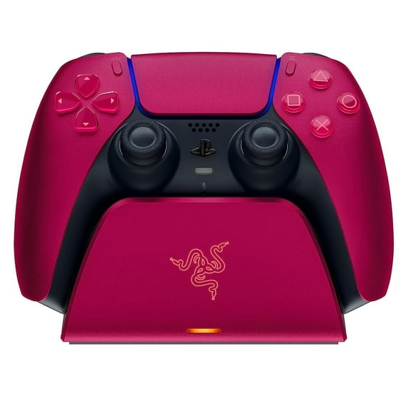 Razer Quick Charging Stand for PlayStation 5: Quick Charge - Curved Cradle Design - Matches PS5 DualSense Wireless Controller - One-Handed Navigation - USB Powered - Red Controller Sold Separately