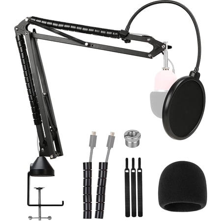 Seiren Mini Microphone Stand Boom Arm with Mic Windscreen and Dual Layered Mic Pop Filter for Razer Seiren Mini USB Streaming Microphone by SUNMON