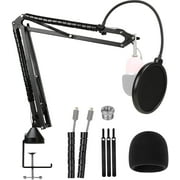 SUNMON Seiren Mini Microphone Stand with Pop Filter - Boom Arm with Foam Cover Windscreen Compatible with Razer Seiren Mini Streaming Microphone for Computer (White)