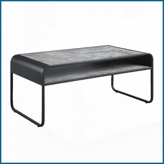 Raziela Modern Curved Edge Coffee Table Space-Saving, Metal Frame & 15mm Composite Wood Top