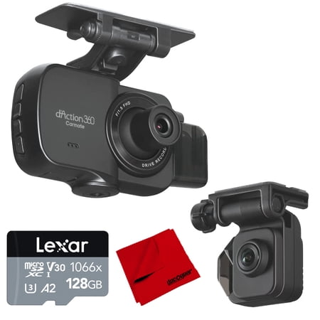 Razo DC4000RA d'Action 360D 3 Channel 360 Degree Dash Cam: FHD Dash Camera w/ Built-in GPS Bundle with Lexar 1066x 128GB MicroSDXC Memory Card and Deco Photo Microfiber Cleaning Cloth