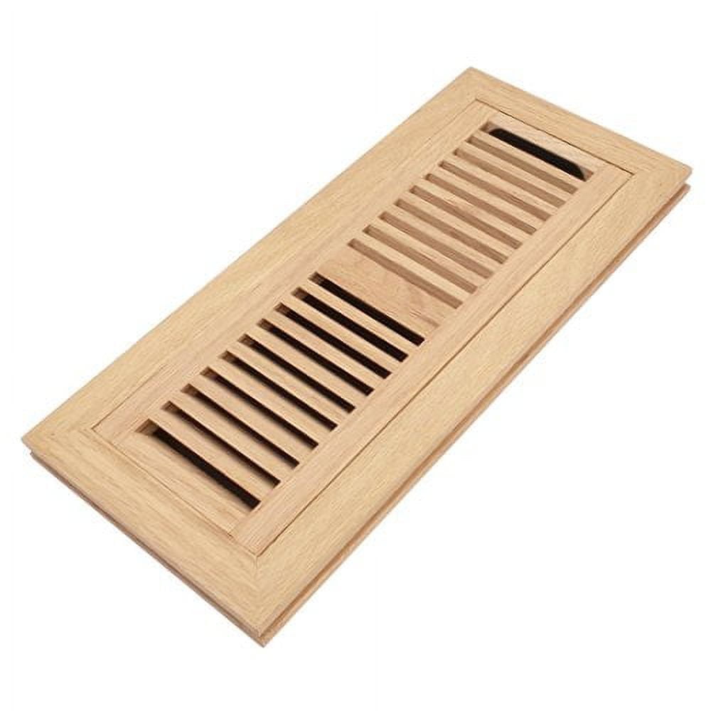 Red Oak Wood Flush Mount Floor Register with Damper, 4x12 Inch
