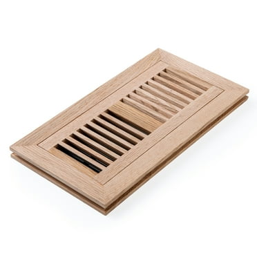 Razo White Oak Wood Flush Mount Floor Register, 4x10 Inch with Damper, Unfinished