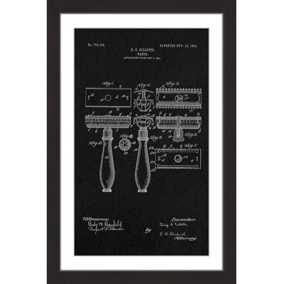 "Razor 1904 Black Paper" Framed Painting Print