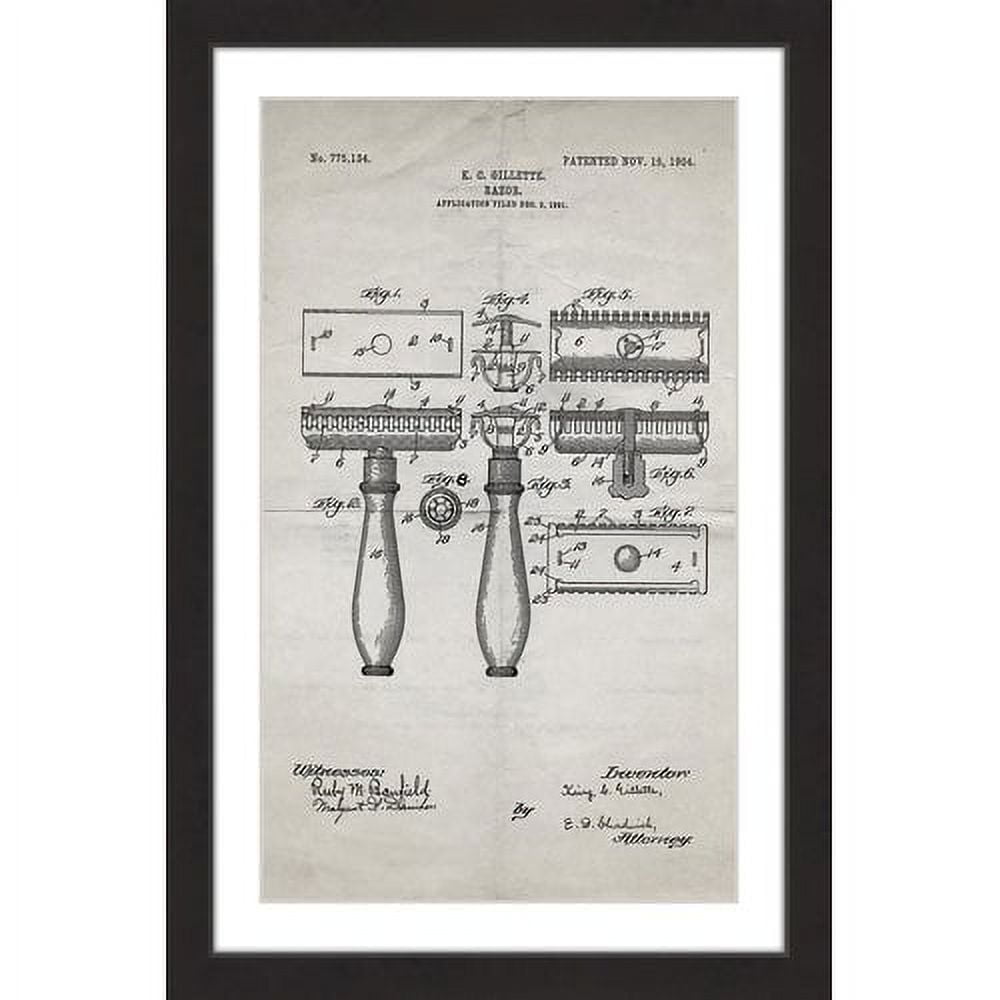 "Razor 1904 Old Paper" Framed Painting Art Print