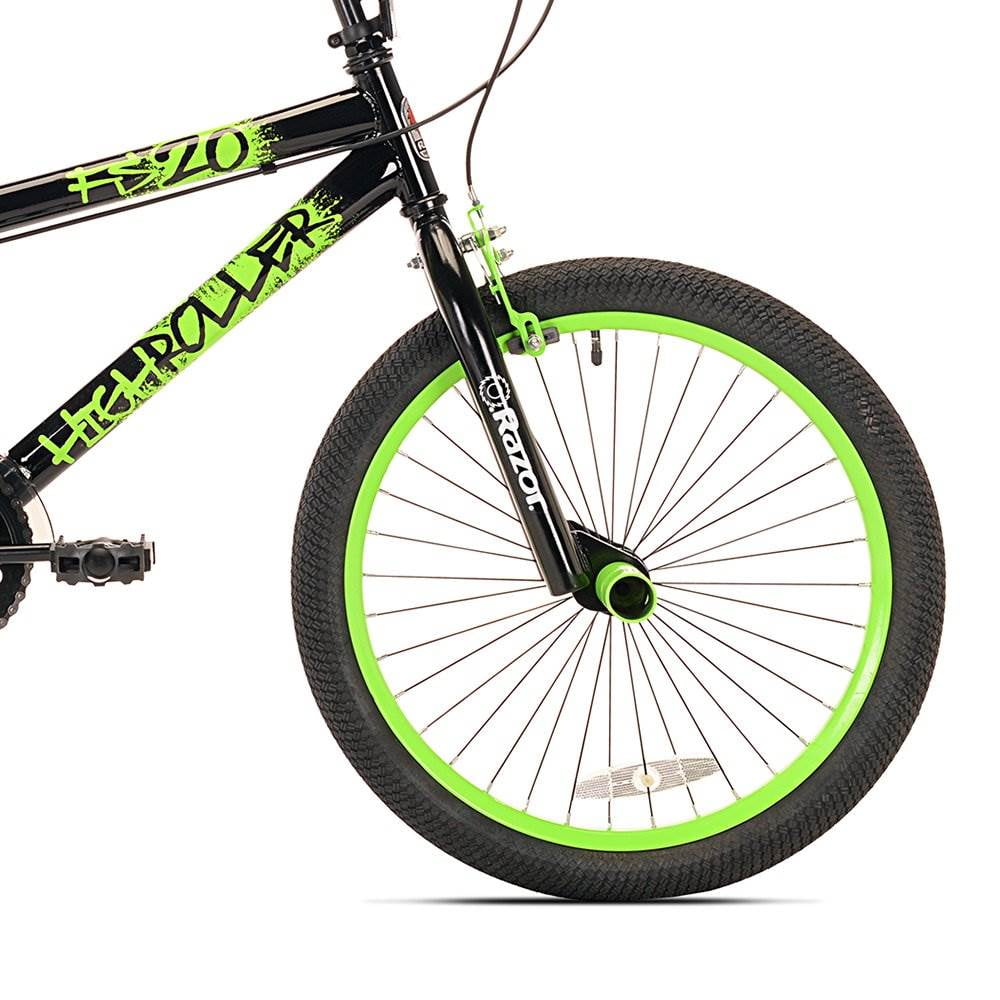 Razor 20 High Roller Kids Freestyle BMX Bike with Front Pegs Black and Green Walmart