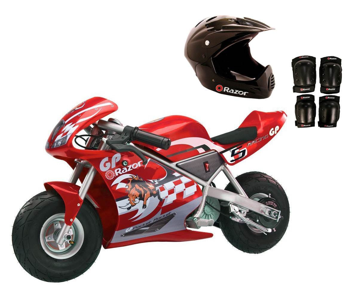 Razor 24 Volt Electric Racing Motorcycle Pocket Rocket with Helmet 