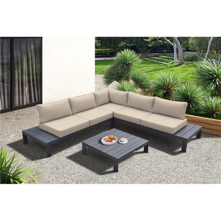 Razor 4 Piece Outdoor Dark Grey Finish & Grey Cushions Sectional Set