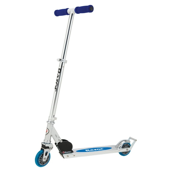 Razor A2 Kick Scooter – Blue, Wheelie Bar, Foldable, Lightweight, for Child Ages 5+