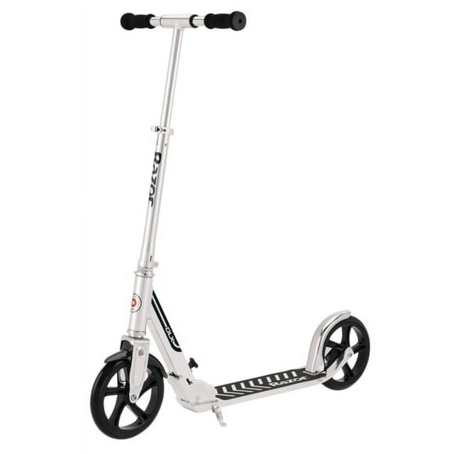 Razor A5 DLX Folding Kick Scooter - Silver, 8" Large Wheels, Anti-Rattle, for Child, Teen, Adult
