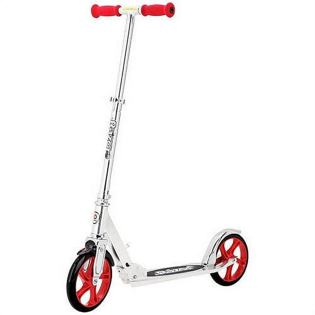 Razor A5 Lux Kick Scooter - Red/ Silver, Large 8" Wheels, Foldable, for Riders up to 220 lbs
