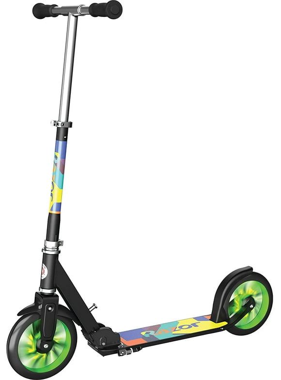 Razor A5 Lux Light-up Kick Scooter - Green, Large 8" Wheels, Foldable, Lightweight, for Child 8+