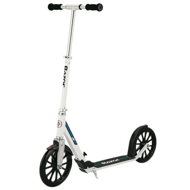 Razor A6 Foldable Kick Scooter - White, Large 10" Wheels, Anodized Aluminum, for Adult up to 220 lbs
