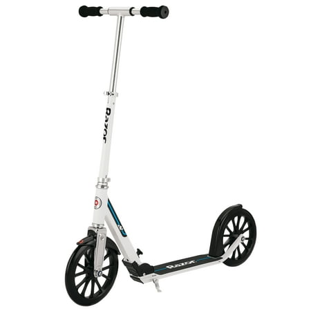 Razor A6 Foldable Kick Scooter - White, Large 10" Wheels, Anodized Aluminum, for Adult up to 220 lbs