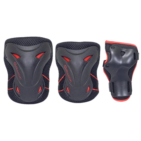Razor Adjustable Durable & Lightweight Shred Pad Set for Youths, Red, 6 Pieces
