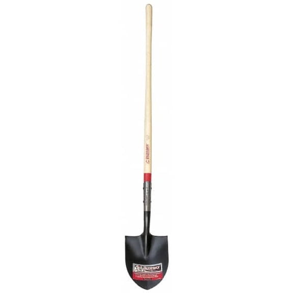 Razor-Back 12" High x 8-3/4" Wide Round Steel Shovel 48" Long Wood Straight Handle, Front Turned