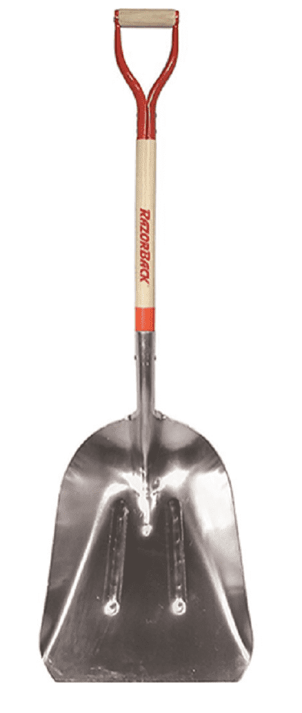 Razor-Back 53130 31 in. D-Grip Aluminum Scoop with Hardwood Handle,  Red/Black
