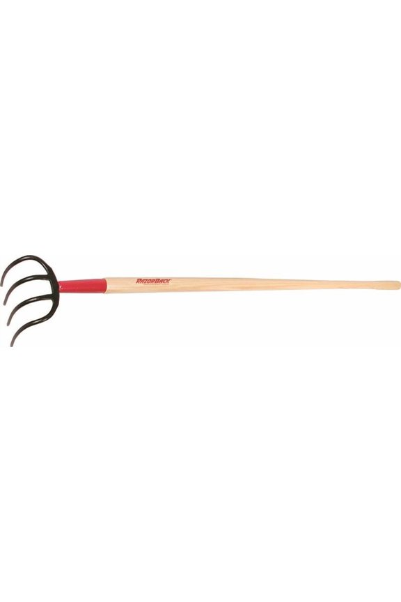75144 Potato Hook, 6.9 in W, 57-1/8 in L, 6-1/2 in L Tine, 4-Tine, Hardwood Handle