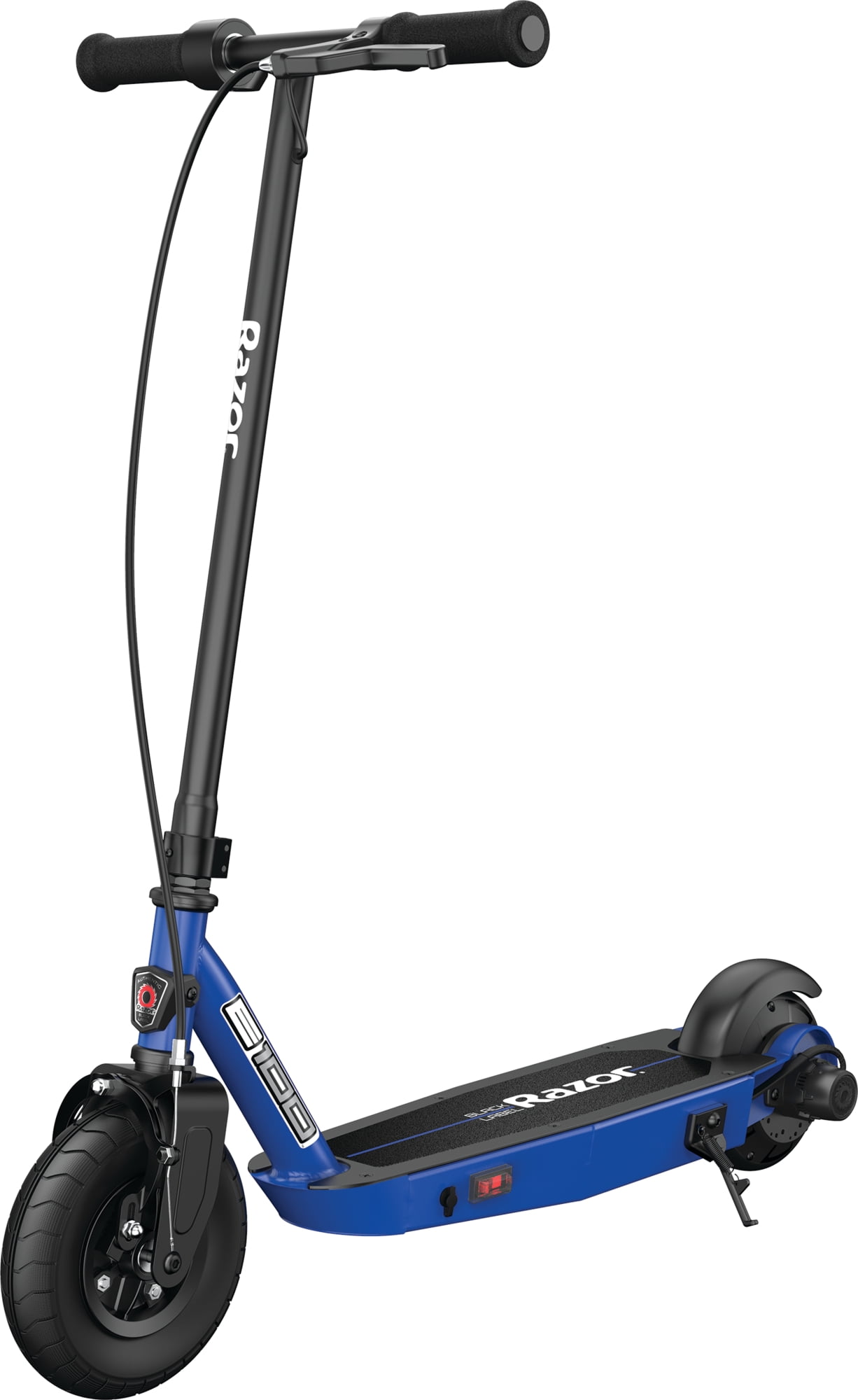 rørledning Ud vedhæng Razor Black Label E100 Electric Scooter - Blue, for Kids Ages 8+ and up to  120 lbs, 8" Pneumatic Front Tire, Up to 10 mph & up to 35 mins of Ride