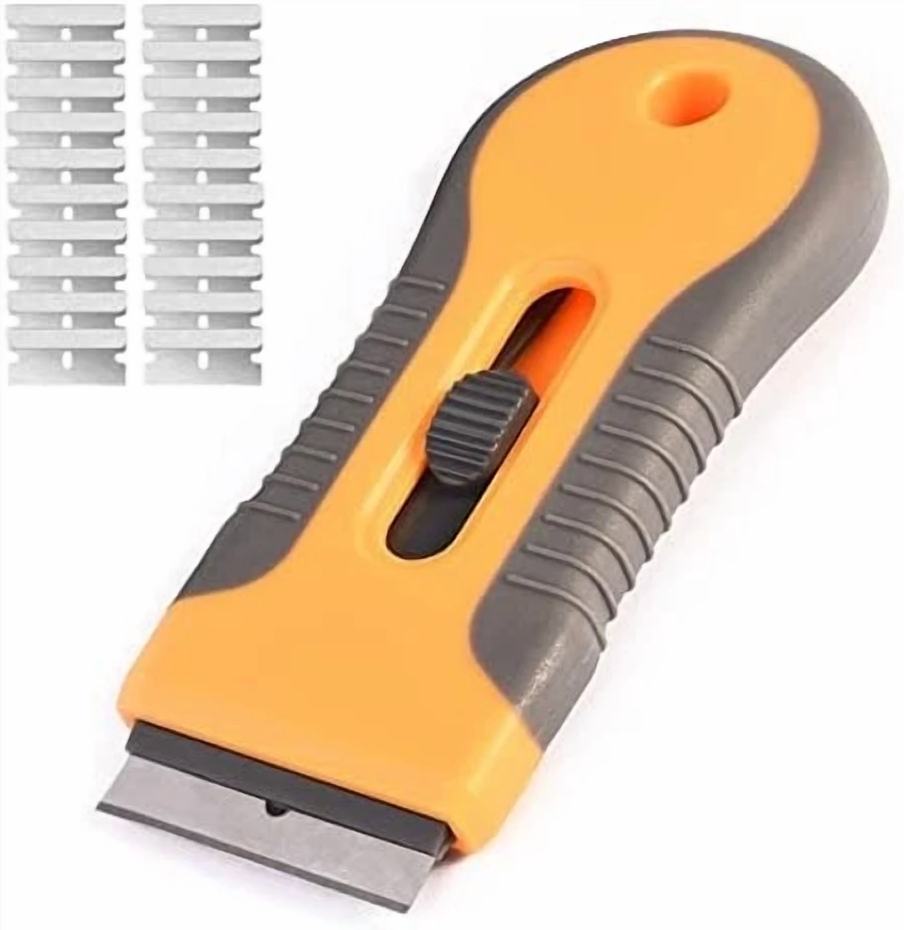 Auto Retract Razor Scraper Razor Blade Scraper, 1 Pack, Plastic Retractable Glass Scraper, 20 Pcs ...