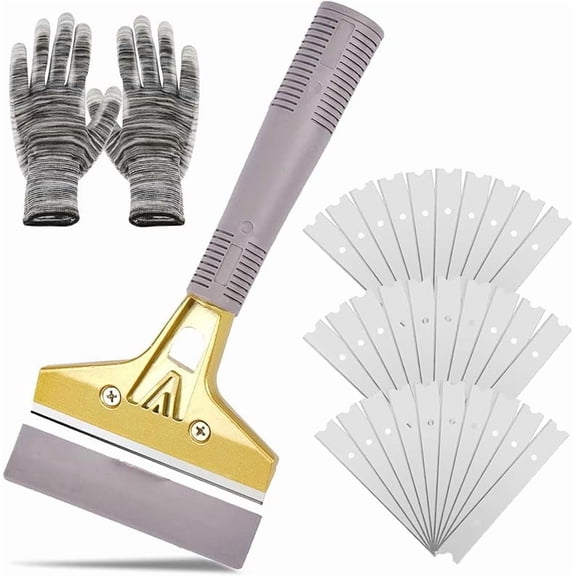 Razor Blade Scraper, 4 In Floor Scraper Tool with 20PCS Extra Metal Blades, Paint Scraper Ideal for Cleaning Stove Top, Windows, Glass, Tiles, Wall, Labels