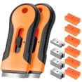 thumbnail image 1 of Razor Blade Scraper Set, 2 Orange Tools with 35 Metal & 60 Plastic Blades for Cleaning, Paint & Sticker Removal, 1 of 5