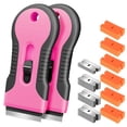 thumbnail image 1 of Razor Blade Scraper Set, 2 Pink Tools with 35 Metal & 60 Plastic Blades for Cleaning, Paint & Sticker Removal, 1 of 5