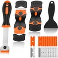 thumbnail image 1 of Razor Blade Scraper Tool -4 Pack Cleaning scrapper with 10 Metal & 10 Plastic Razor Blades Multi-Purpose Glass Scraper for Windows, Sticker, Decals, Cooktop, Paint Removal,Stovetop(Orange), 1 of 4