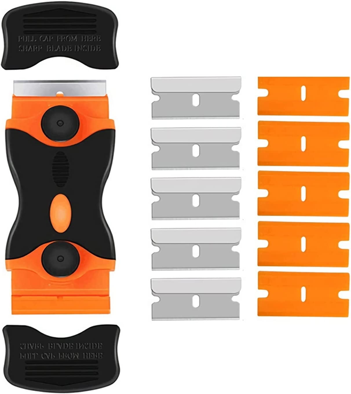 Razor Blade Scraper Tool, Double Edged Scraping Knife with Contoured Grip, Multi-Purpose Cleaning Scraper for Window Gasket Remover,Paint Scraper for Glass Labels Decals Sticker Adhesive Tape Stovetop