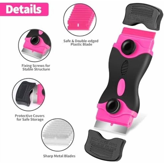 Razor Blade Scraper Tool Kit - Razor Scraper & 20Pcs Extra Blades, Plastic Paint Scraper Tool, Razor Scraper Tool for Glass Top Stove, Scrappers for Cleaning Window, Cooktop, Oven, Floor