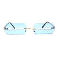 thumbnail image 1 of Razor Blade Shape Funky Hipster Rimless Sunglasses Gold Blue, 1 of 4