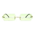 thumbnail image 1 of Razor Blade Shape Funky Hipster Rimless Sunglasses Gold Green, 1 of 4