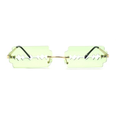 Funky Spider Web Octagon Rimless Gothic Halloween Party Sunglasses Gold ...