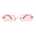 thumbnail image 1 of Razor Blade Shape Funky Hipster Rimless Sunglasses Gold Pink, 1 of 4