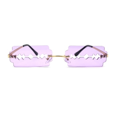 Funky Spider Web Octagon Rimless Gothic Halloween Party Sunglasses Gold ...