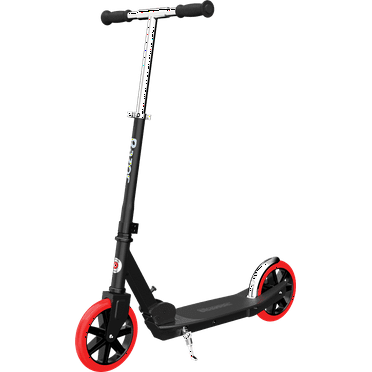 Razor Carbon Lux Kick Scooter - Red/Black, Spoked Large Wheels, Folding Scooter for up to 220 lbs