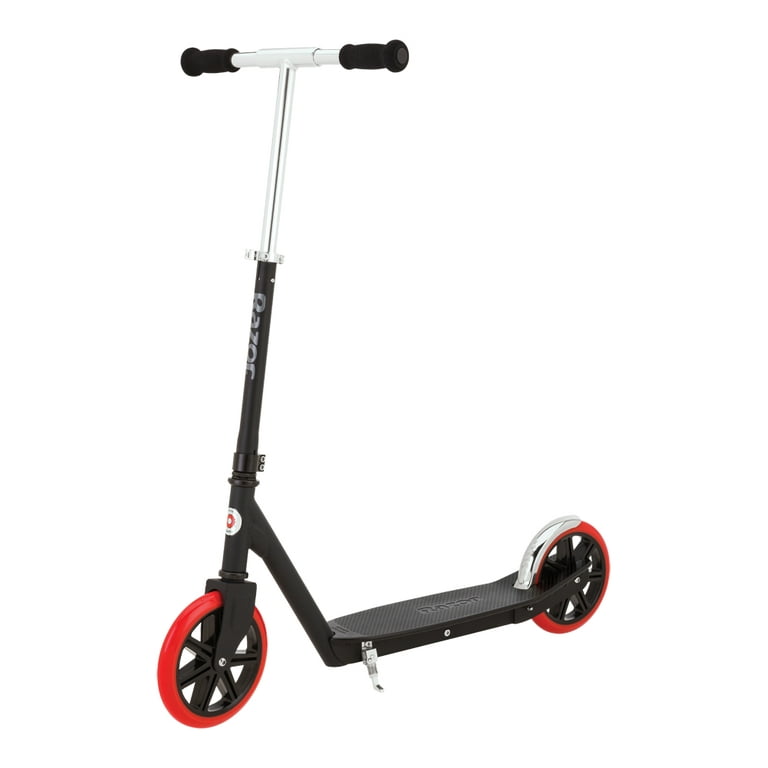 Razor Carbon Lux Kick Scooter Red Black Spoked Large Wheels Folding Scooter for up to 220 lbs