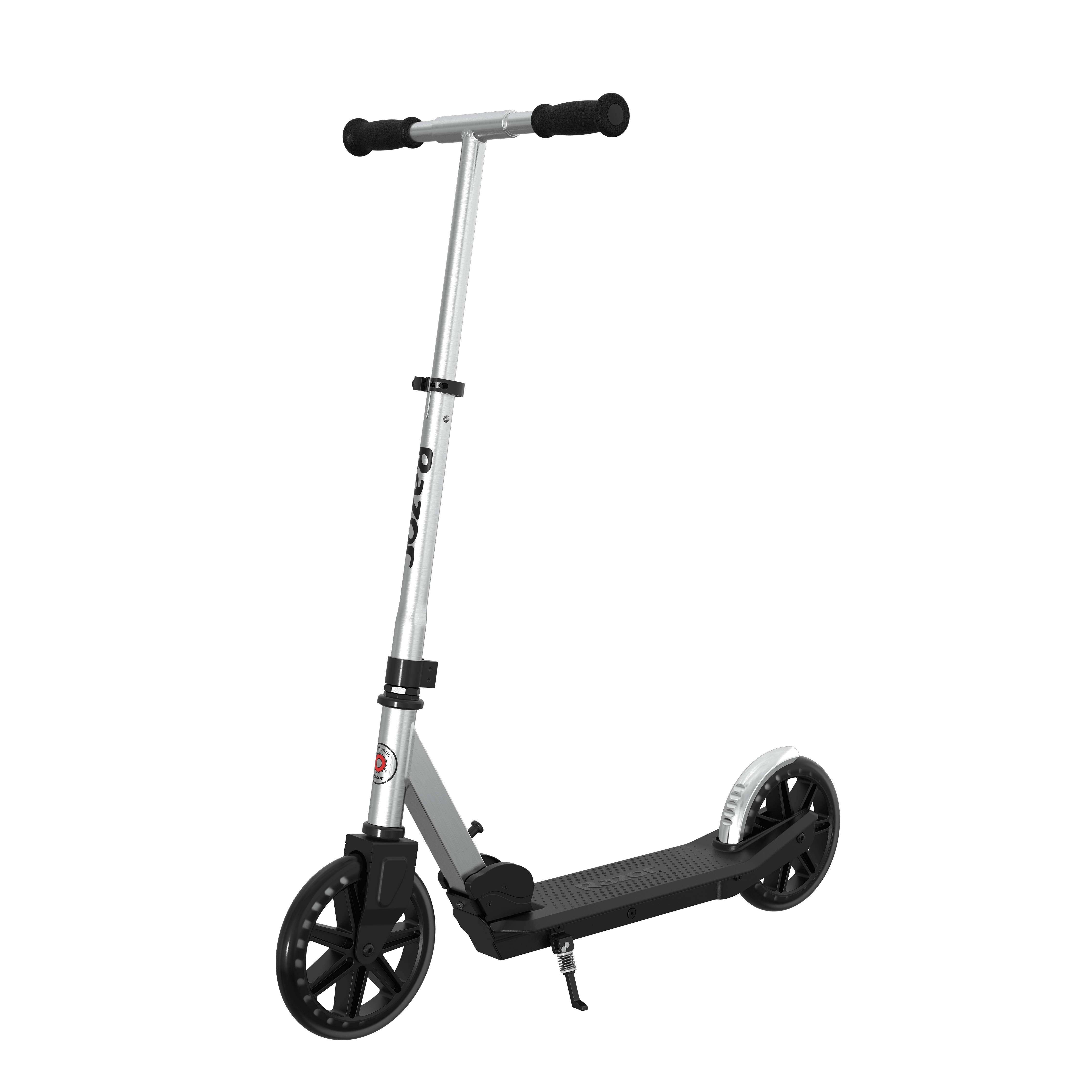 Razor Chrome Lux – Silver/Black, Folding Large 8” Wheel Kick