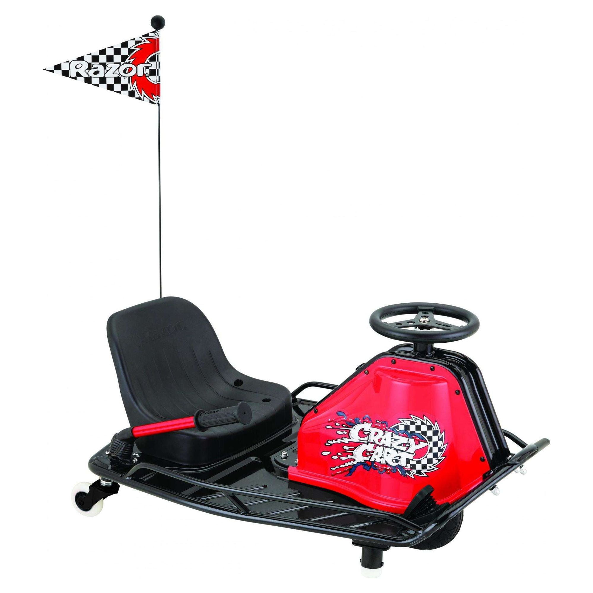  Razor Crazy Cart - 24V Electric Drifting Go Kart - Variable  Speed, Up to 12 mph, Drift Bar for Controlled Drifts, One Size, Black/Red :  Sports & Outdoors