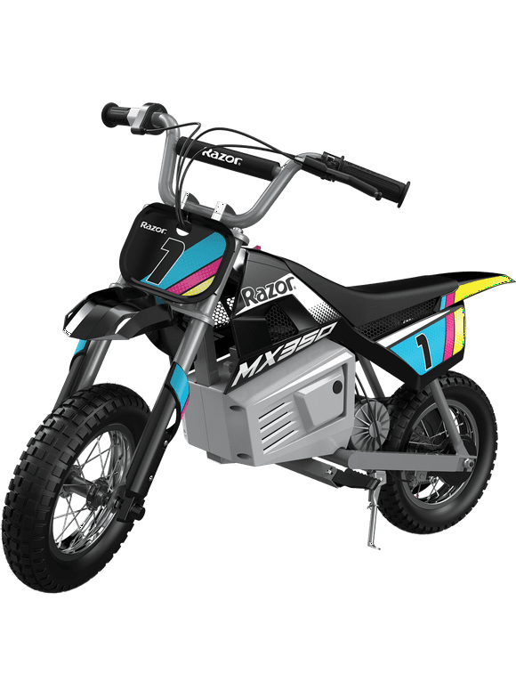 Razor Dirt Rocket MX350 - Black with Decals Included, 24V Electric-Powered Dirt Bike for Kids 13+