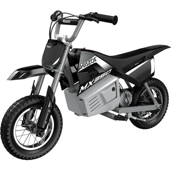Razor Dirt Rocket MX350 - Black with Decals, up to 14 mph, 24V Electric Dirt Bike for Child 8+